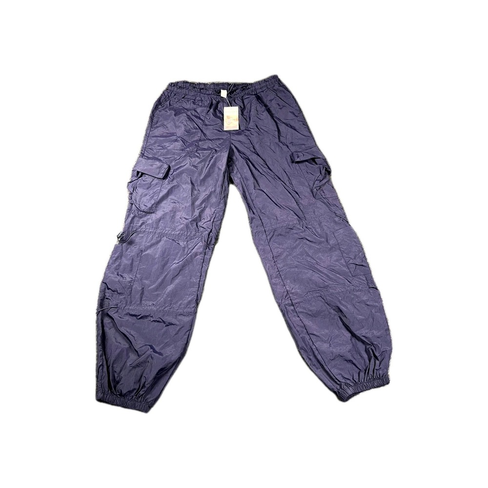 Halara Cargo Parachute Pants Womens XL Purple Nylon Elastic Waist Tapered Leg‎